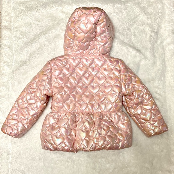 Pink Pearlized Puffer Heart Stitch Kids Jacket Size 24 months by Rothschild - Picture 5 of 6